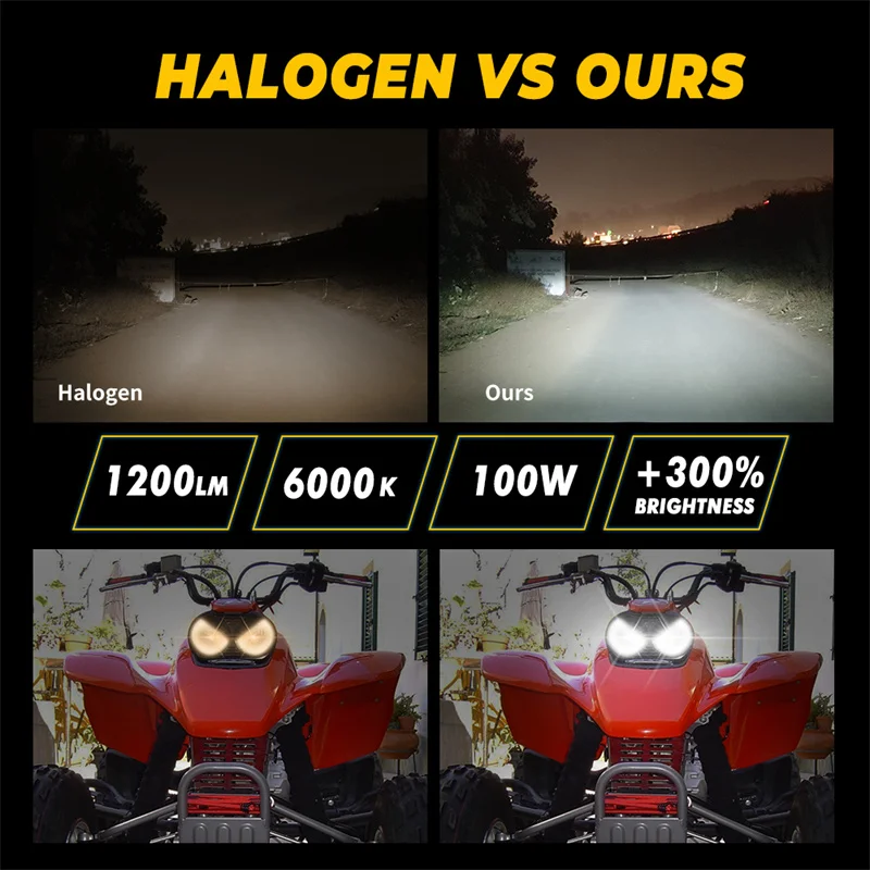 2PCS LED 100W Headlight Bulbs For Yamaha GRIZZLY 660 400 450 350 125 YFZ350 YFZ450 RAPTOR 350 700