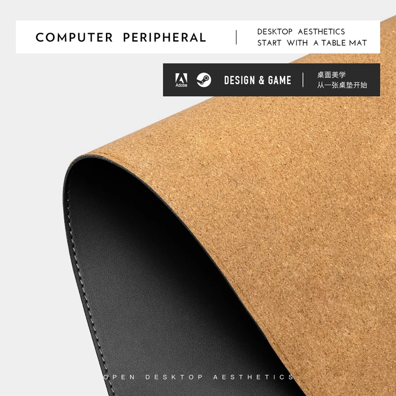 Keebox PU Leather Cork Mouse Pad Keyboard Mat DIY Size Computer Table Mat Customize 2mm Thickness Deskmat