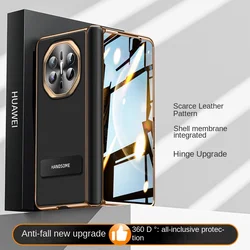 Luxe Leren Geplateerd Frame met Veiligheidsglas Beschermfilm Case – Allesomvattende Scharnierdeksel