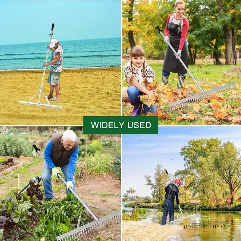 Aluminum Landscape Rake 36" Leaf Rake Tool For Loosening SoilLawn Care Weeding Lake Garden Pond Beach Landscaping Garden Tools 3