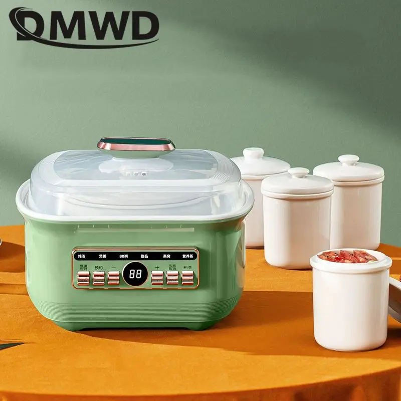 2L Electric Slow Cooker Stew Soup Pot Casserole Porridge Bird's Nest Cooking Machine Dessert Maker Breakfast Maker Ceramic Liner