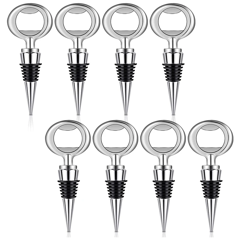 8 Pack Bottle Opener Stopper Set 2 in 1 Bottle Opener Stainless Steel