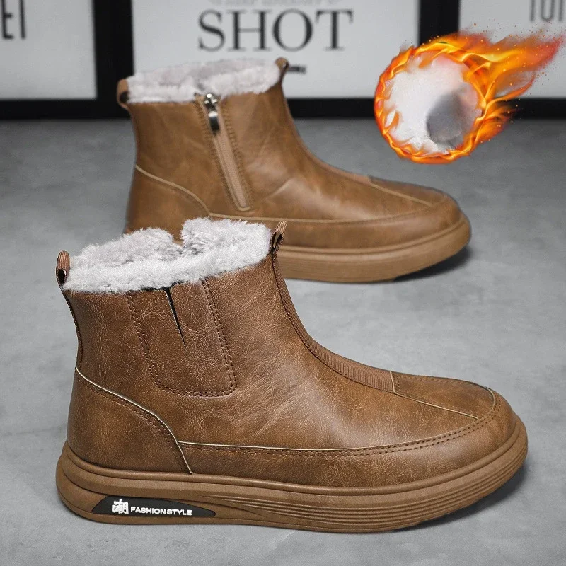 Fashion Retro Work Snow Boots Men's Winter Plush Cold Resistant Comfortable Cotton Shoes Outdoor Travel Leisure Shoes