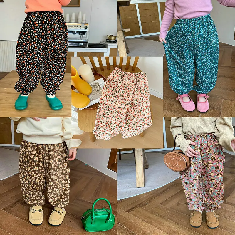 

Autumn New 2022 Children Baby Kids Floral Printing Cotton Harem Pants Toddler Kids Cotton Causal Trousers Clothing