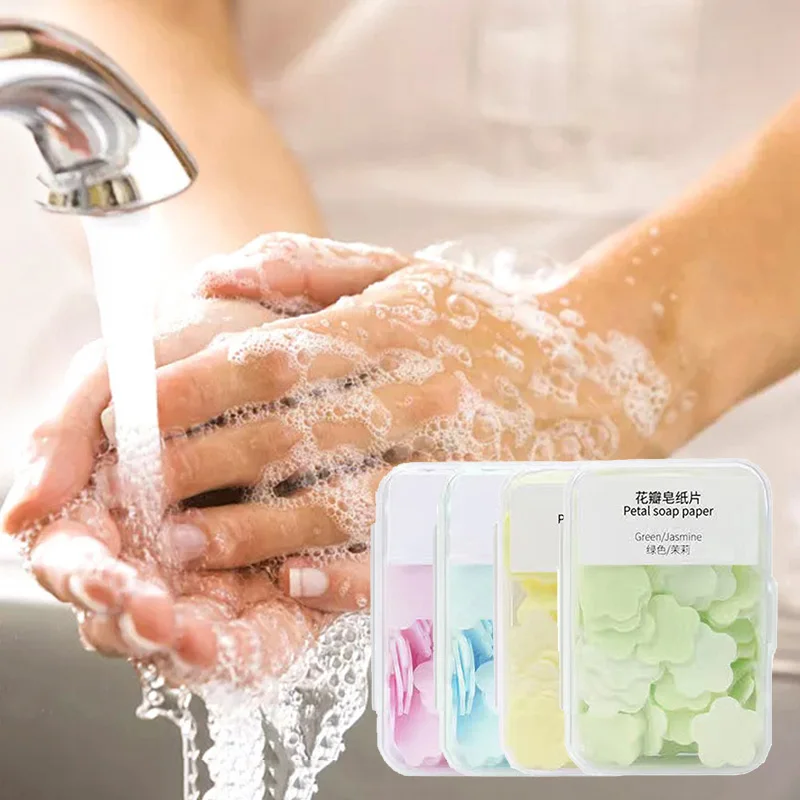 

1 Box Disposable Mini Travel Soap Paper Portable Flowers Shape Hand Wash Soap Washing Hand Scented Slice Sheets Foaming Soap Mak