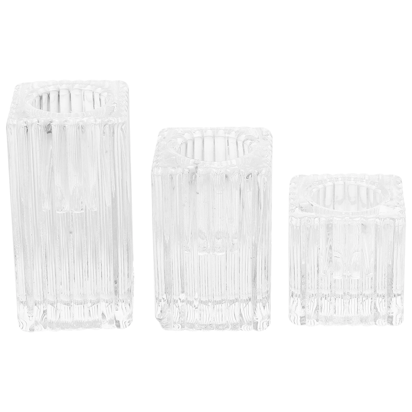 

3 Pcs Glass Holder Decor Candlestick Wedding Holders for Living Room Ornament Taper Pillar Tea Light
