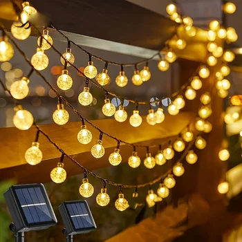 Solar String Lights 100 LED Crystal Globe Outdoor Solar Lights IP65 Waterproof with 8 Modes for Party Furnishing in Garden Tree patio 1