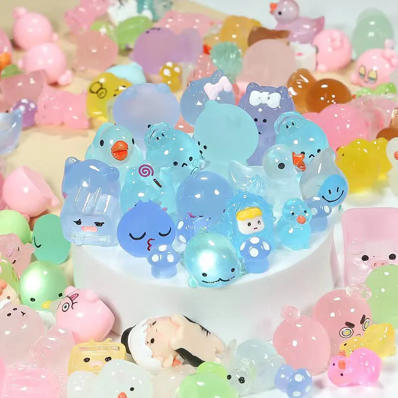 Glow Dark Dinosaur Blocks 5/10 Pcs Set Glowing In The Dark Cute Mini Dinosaur Fox Animal Cartoon DIY Accessories Micro Landscape Kawaii Girl Kids Toy Gift