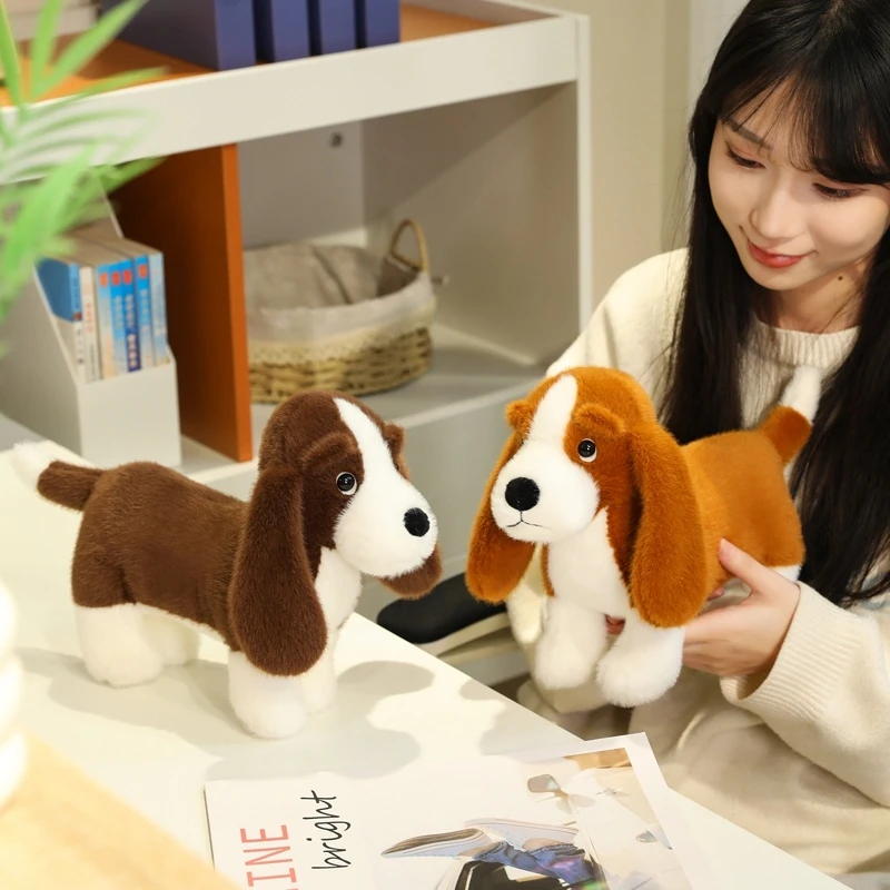 35cm Adorable Dachshund Plush Toy - Soft Lifelike Standing Cartoon Dog for Room Desktop Decor Funny Kid Gift