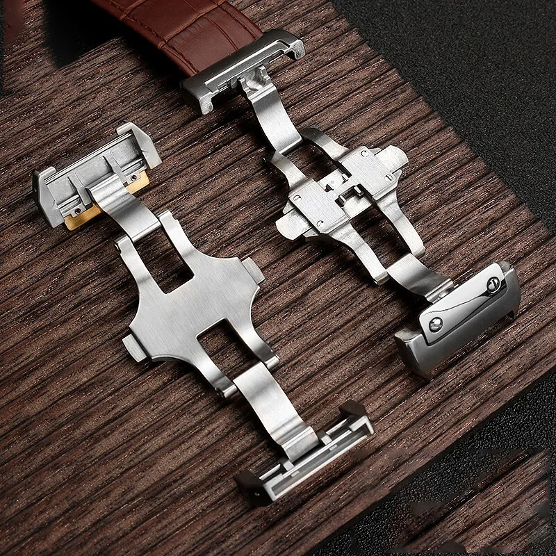 Luxurious Cowhide Watch Strap with Folding Buckle in Black or Brown, 20mm/23mm Sizes