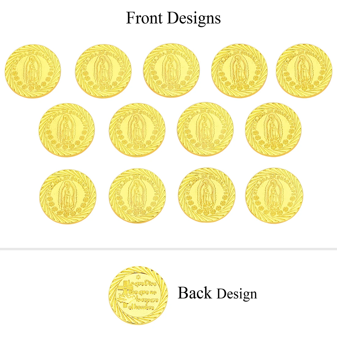 Our virgen of Guadalupe Gold Plated-arras de matrimonio-wedding coins arras for wedding catholic