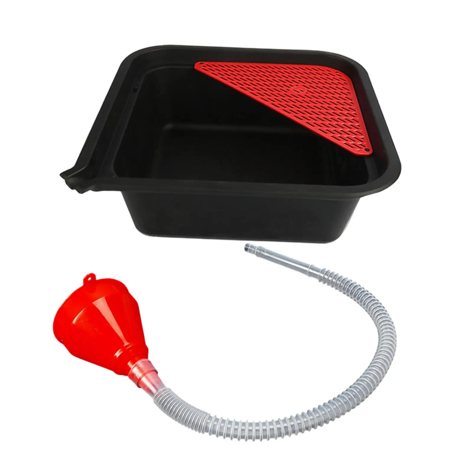 Oil Drain Pan 9L Automotive Waste Fluid Collection Tray with Funnel for Garage Workshop Maintenance