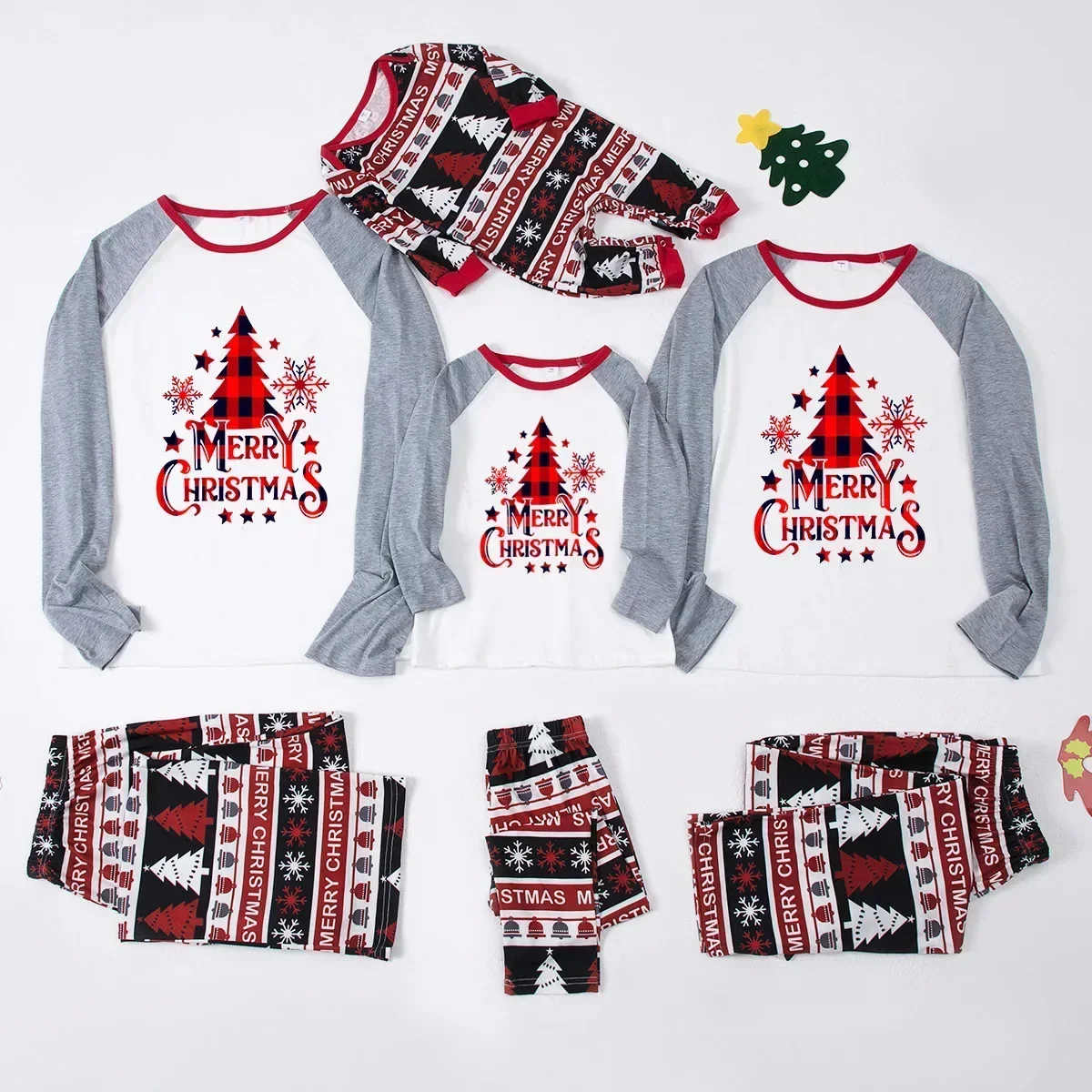 thumbnail image 2 of Conjunto de pijama de 2 piezas con estampado de árbol de Papá Noel para Navidad 2024, ropa de dormir y mameluco para bebé para padres e hijos, 2 of 5