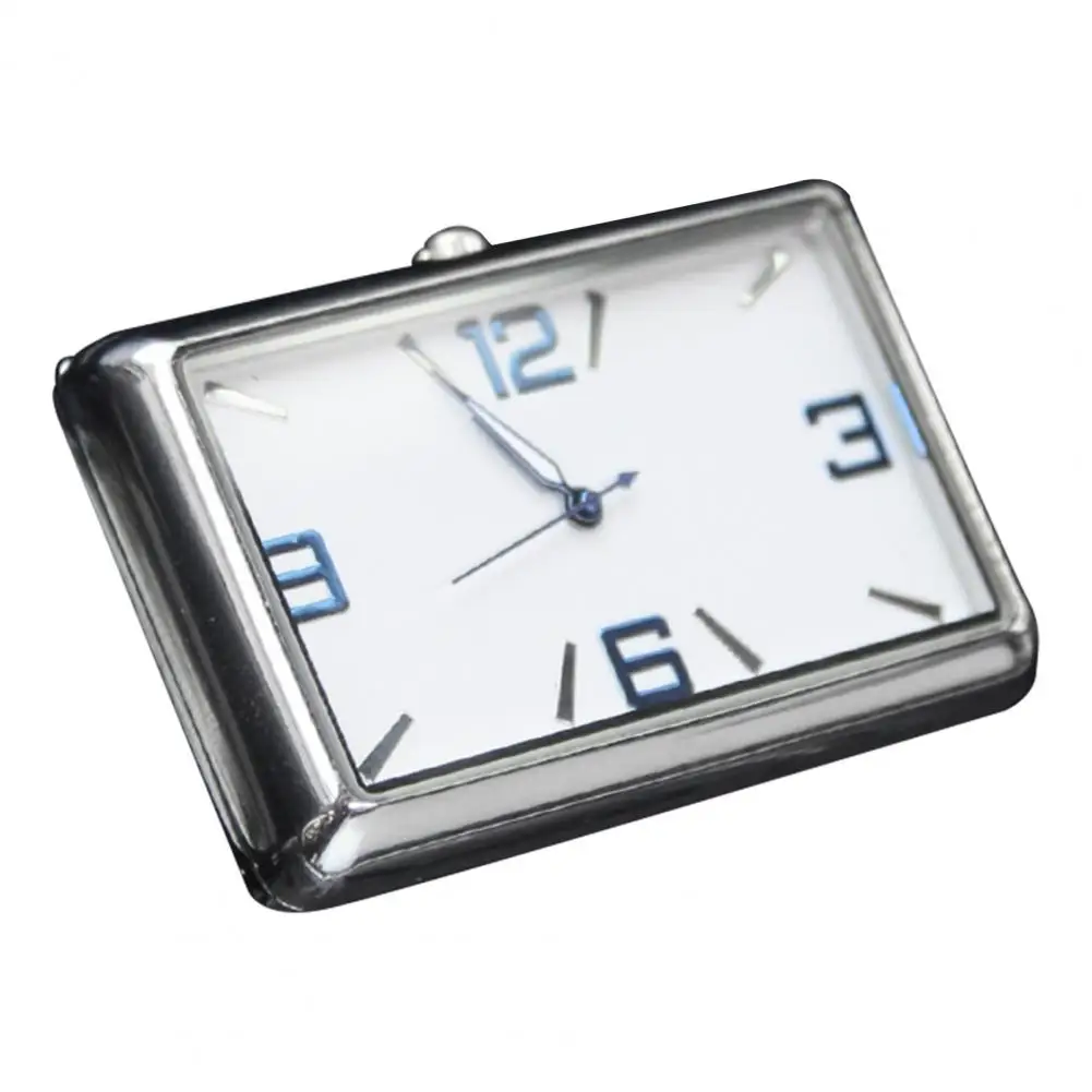 Creative Car Clock Pointer Analog Car Clock Rectangular Ornament Tiny Dashboard Car Quartz Clock