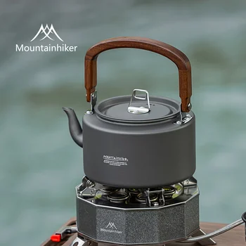 Camping Tea Kettle – Portable Aluminum Alloy Kettle with Wooden Handle for Hiking & Outdoor Cooking 1
