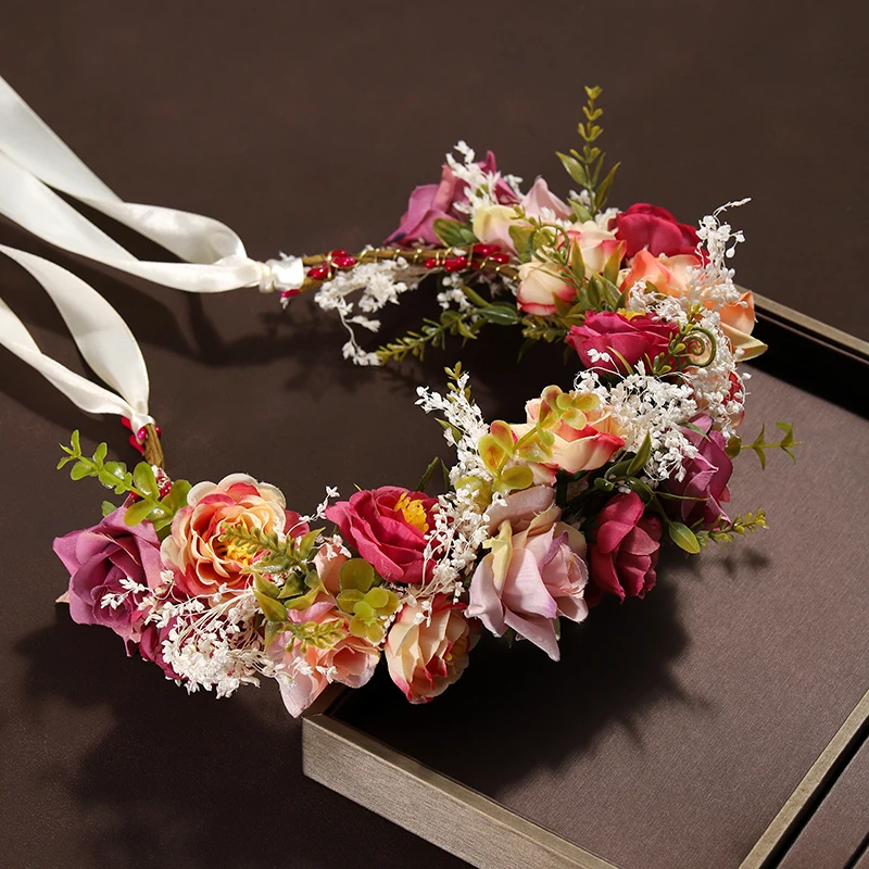 ecorative Props A Multicolor And Dreamlike Quality Ladies' Wedding Bride & Festival Flower Crown Headband