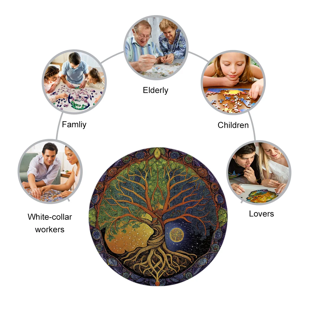 Creative Plant Wooden Puzzle Life Tree Montessori Protection Puzzle Family Interactive Children's Toy Gift Puzzle Multi size 2