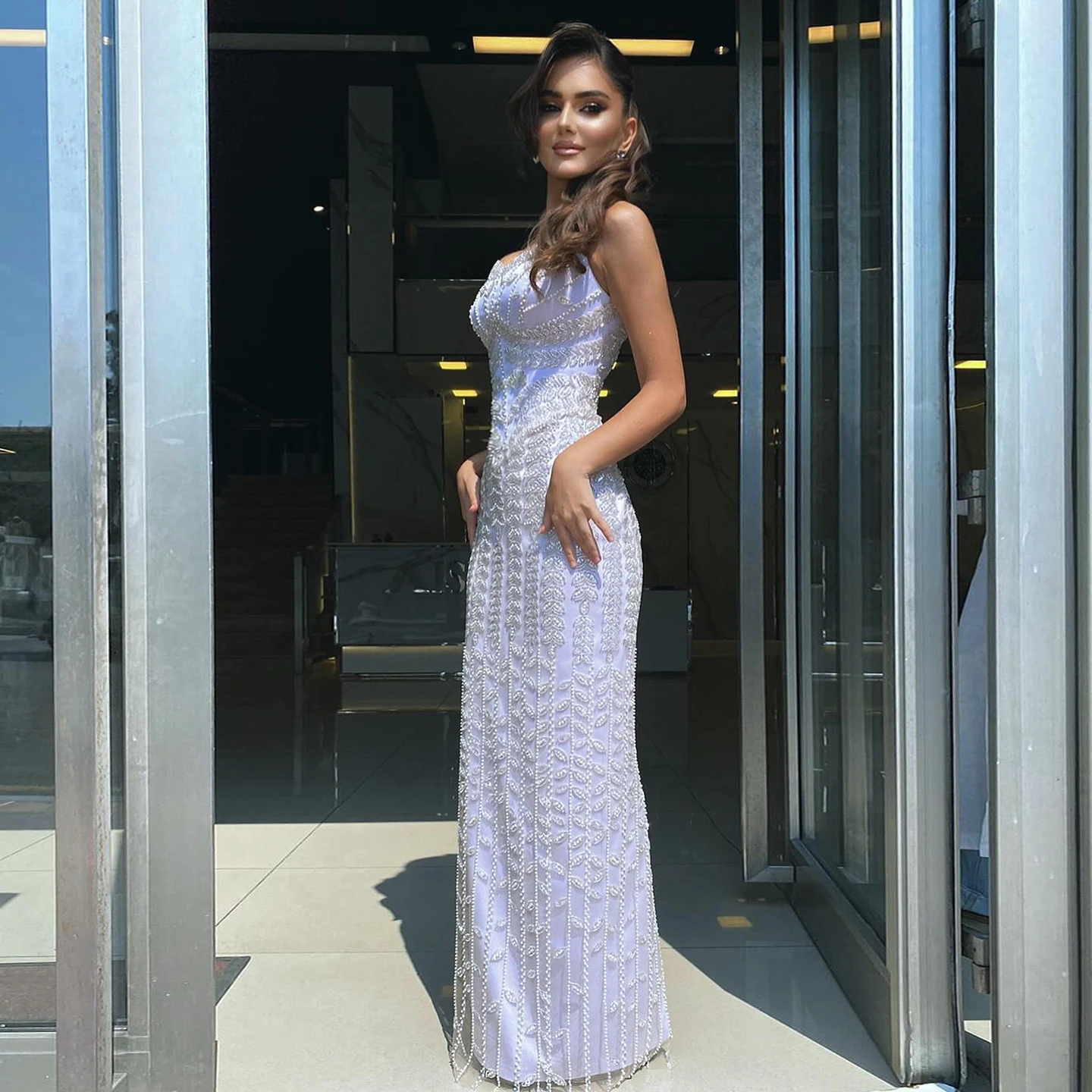 Sharon Said Luxury Beaded Mermaid Evening Dress Pearls Spaghetti Straps  Elegant Formal Party Gowns for Women SS694 Customized - AliExpress 320