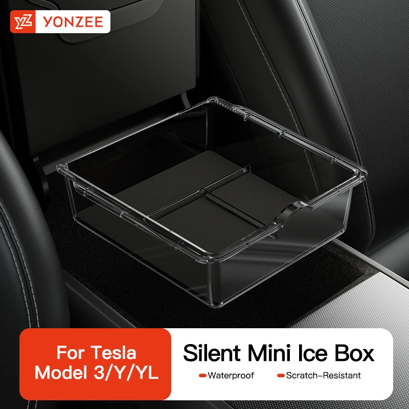 YZ For Tesla Model 3 Y YL Juniper Highland 2026 Console Armrest Storage Box ABS Silicone Mat Non-slip Organizer Car Accessories