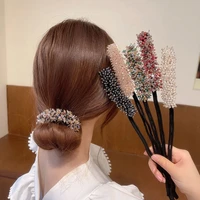 Women Easy Hair Bun Maker Floral crystal Donut Updo Hair Stick DIY Plate Hair Bendable Hairband Chignon Hair Accessories Gift 1