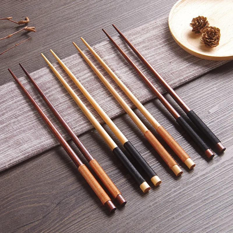 Handmade Japanese Sushi Chopsticks Set Value Gift Sushi Chinese food Tie line Natural Chestnut Wood