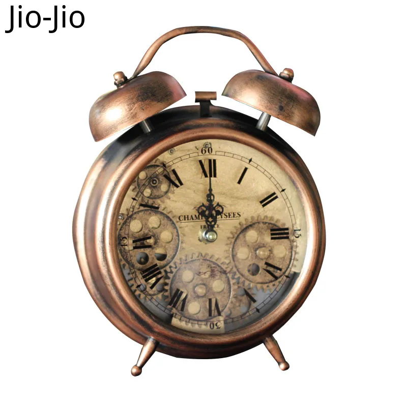 Luxury Retro Gear Mechanical Table Clock Living Room Clock Metal Silent