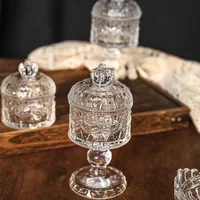 Light Luxury Relief Glass Jar Delicious Afternoon Tea Snacks Cups Household Cute Candy Jar Creative Desktop Storage Ornament 1