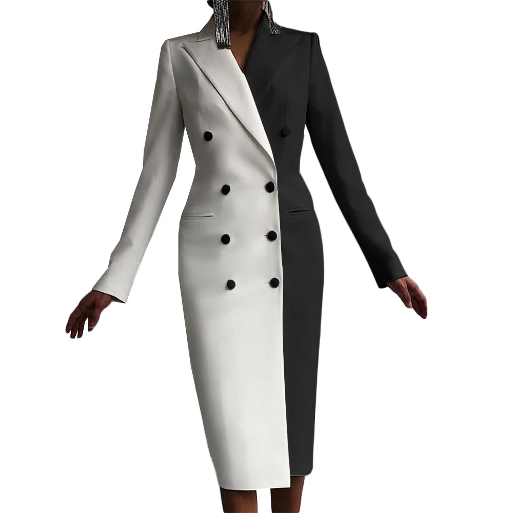 Jesień biała dwurzędowa długa kurtka damska garnitury damskie bal wieczorowy gość formalna odzież Custom Made