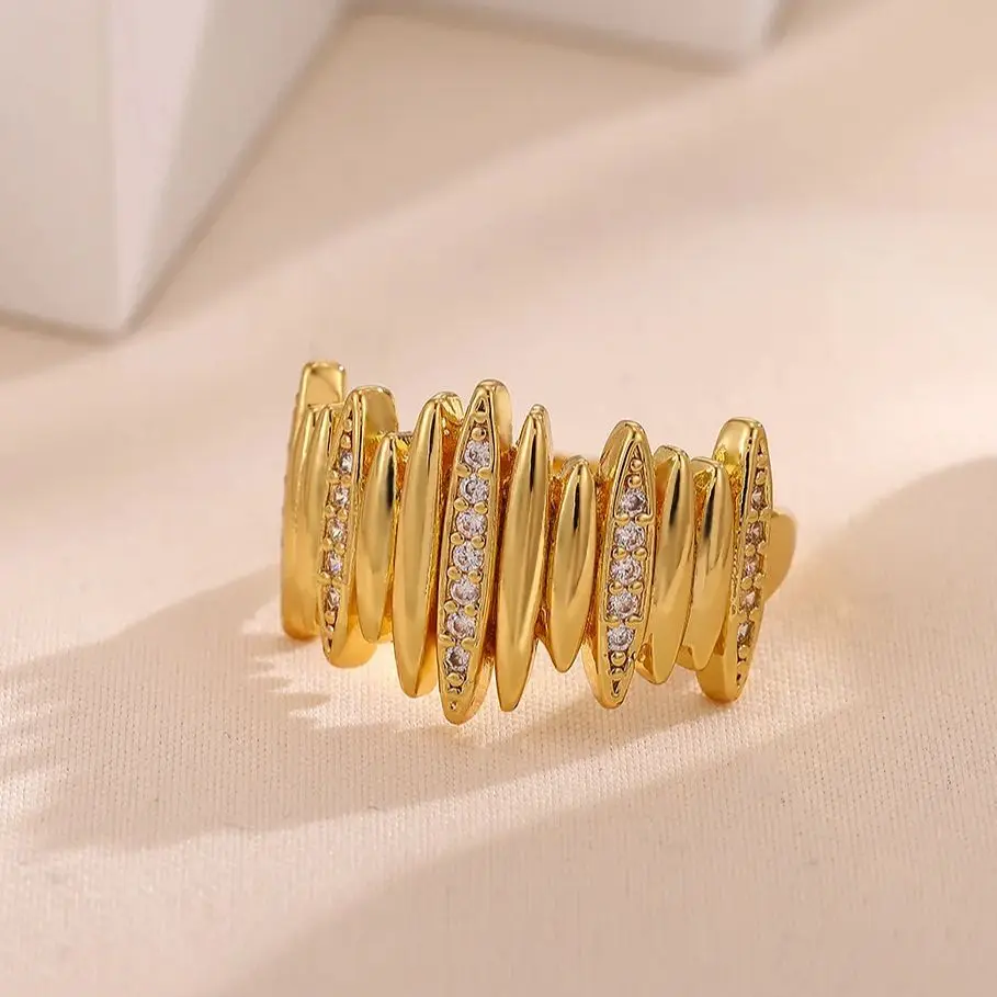 Zircon Multi-layered Ring for Women Adjustable Ring