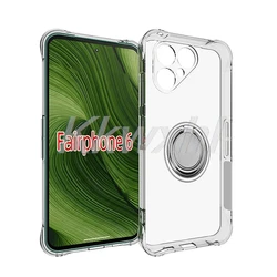 Shockproof Back Ring Holder Phone Case with Bracket for Fairphone 5 (Ring Case Clear)