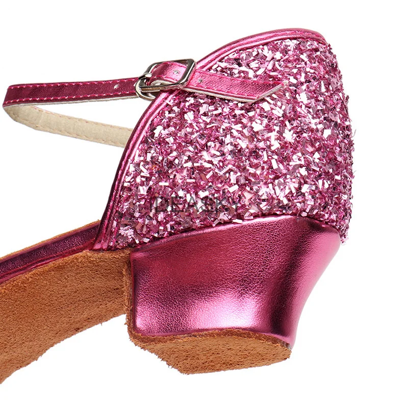 Child Dance Shoe For Girls/Kids/Women Ballroom Latin Shoe Ladies Modern Tango Salsa Sandals Dancing Shoe 3CM Low Heel cow split 4