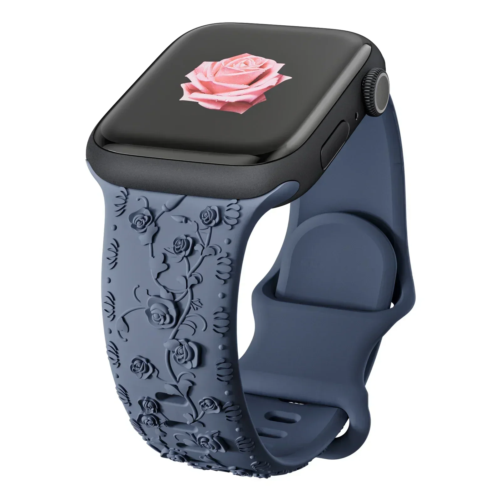 Floral Engraved Silicone Watch Band Bracelet