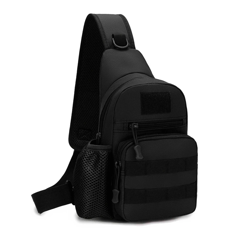 Tactical chest bag - suitable for hiking and cycling - with multiple pockets, water cup holder, solid structure