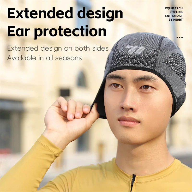 WEST BIKING Knitted Cycling Cap All-season Windproof Sports Hat High Elastic Breathable Balaclava Bike Helmet Liner Cycling Gear
