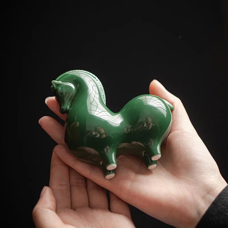 Creative Cute Ceramic Small Tang Horse Decoration Chinese Style Living Room Office Tea Desktop Decoration Handmade Crafts