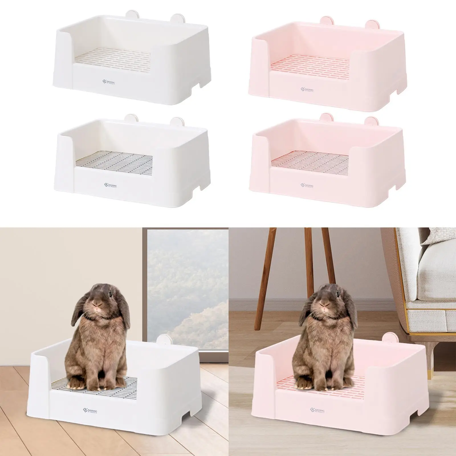 Rabbit Pad Holder Cute Easy to Clean Anti Splashing Litter Tray Potty Trainning Pet Bedpan for Bedroom Home Office Rabbit Bunny