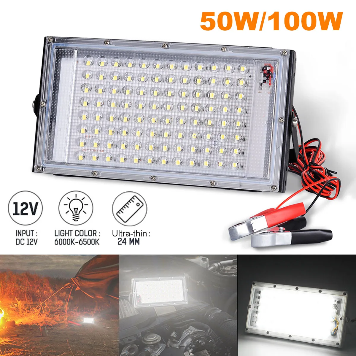 LED Floodlights LED Floodlights 50/100W Waterproof Led White DC 12V /RGB AC 220V Flood Light Street Lamp Emergency Outdoor Lighting Illumination