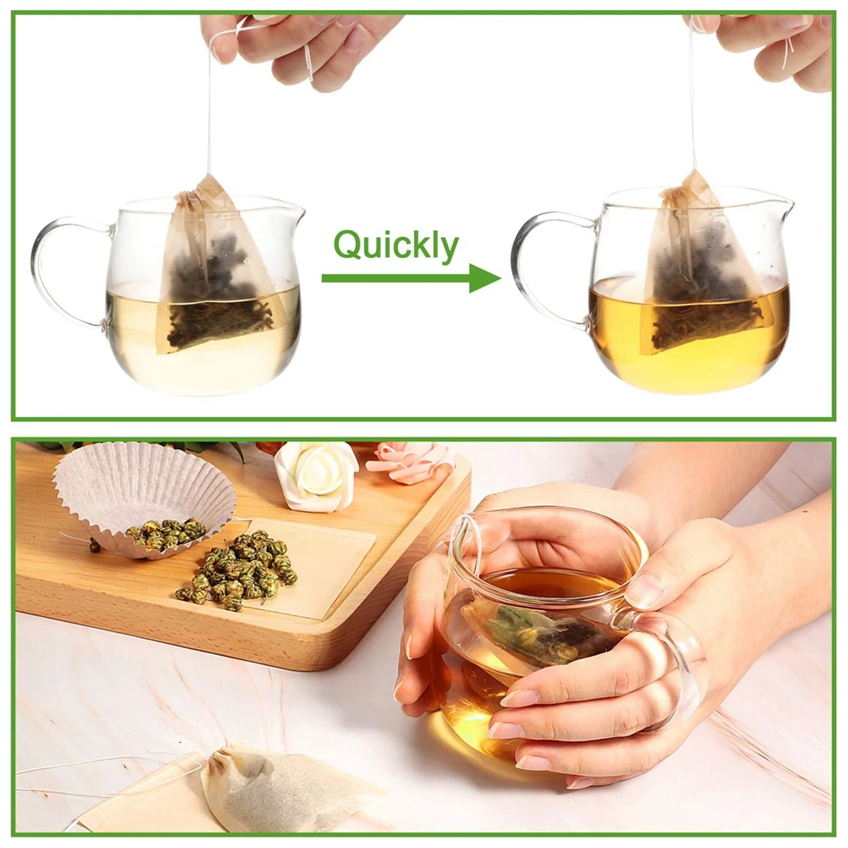 Tea Bags 500Pack For Loose Leaf Tea Disposable Empty With Drawstring Natural Wood Pulp Filter