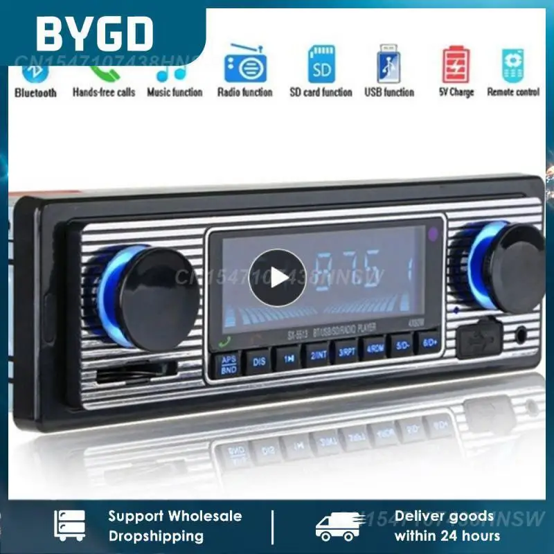 Autoradio Bluetooth-Compatibile Autoradio Stereo Fm Sd Aux Play Retro Autoradio Uscita Audio Lettore Mp3 Per Auto Con Telecomando