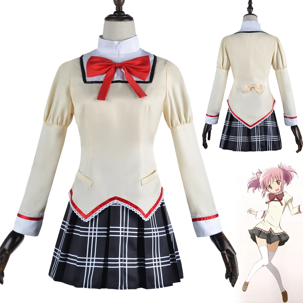 

Anime Kaname Madoka Akemi Homura Cosplay Costume Women JK Fighting Uniform Halloween Clothes