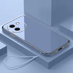 Sleek Square Plating Silicone Protective Phone Case - Soft Rubber Back Cover for Vivo V30e (Gs6D grey)