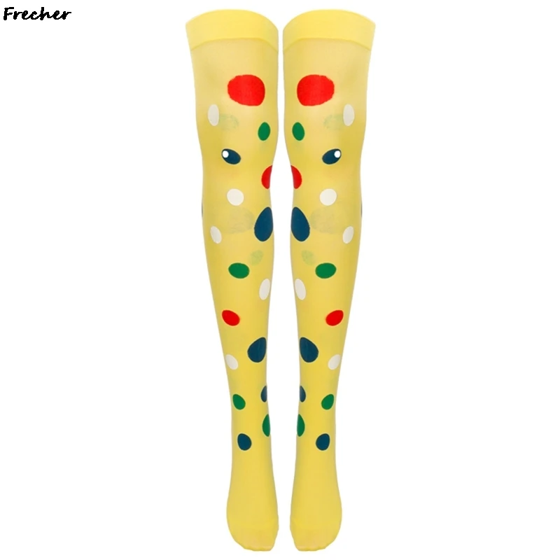Polka Dot Thigh High Socks Clown Cosplay Costume Role Play Stockings Ladies Over Knee Sock Striped Pattern Party Knee Stocking women socks knee stockings