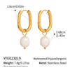 c.citybeauty – boucles d'oreilles élégantes en perles naturelles pour femmes, longue chaîne, en acier inoxydable plaqué or 18 carats, bijoux quotidiens