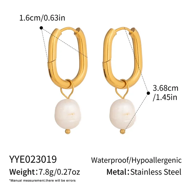 c.citybeauty – boucles d'oreilles élégantes en perles naturelles pour femmes, longue chaîne, en acier inoxydable plaqué or 18 carats, bijoux quotidiens