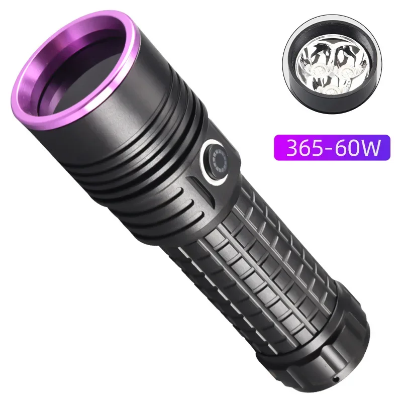 60W 365NM UV   -c  ޴  26650 Uv ġ, linterna ڿܼ