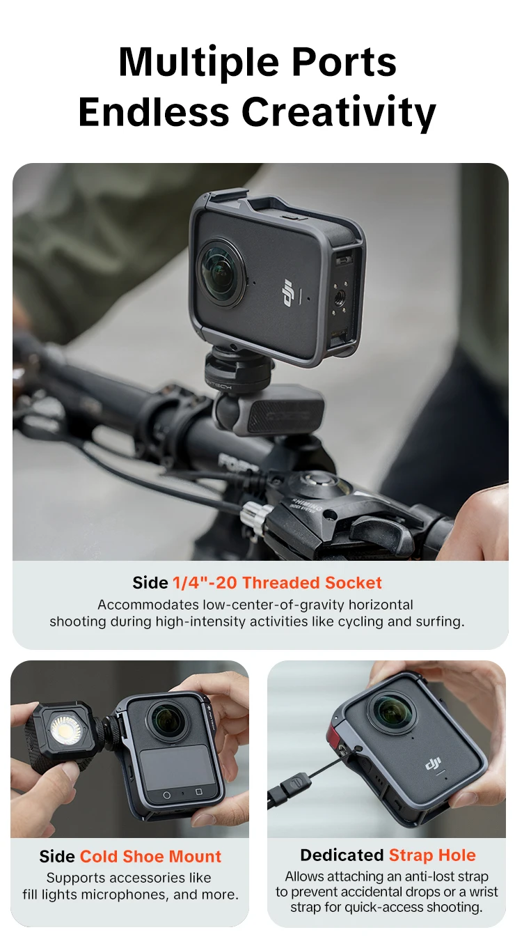 PGYTECH OSMO 360-Kamerakäfig für DJI OSMO 360, magnetische Verbindung, Typ C, Flip-Top, verschiedene Anschlüsse – Detail 5