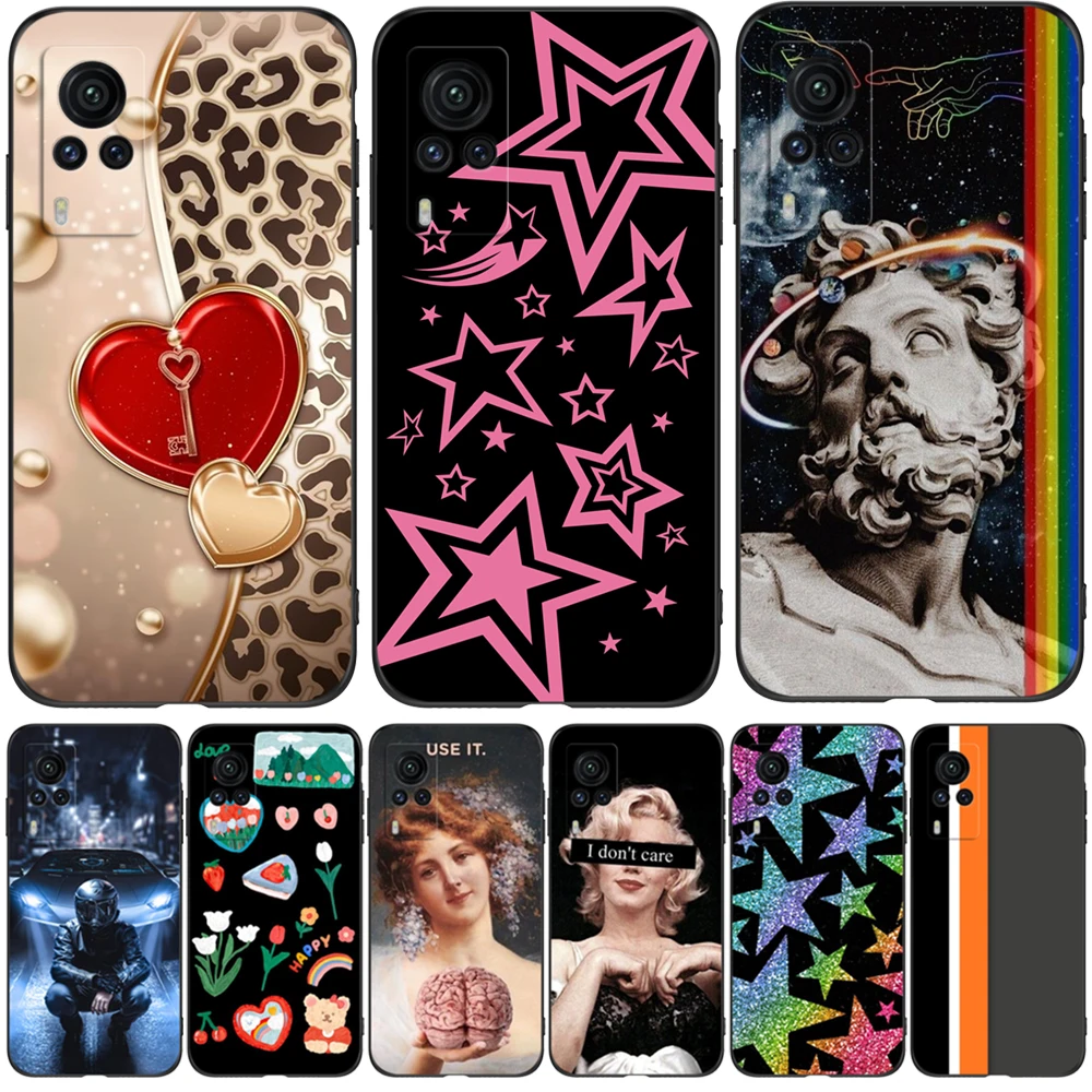 For Vivo X60 Pro Case Silicon Back Cover Case For Vivo X60 Pro 5G Soft Case 6.56Inch Black Tpu Case Fashion Luxury Pattern