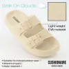 Crestar Sandals for Women and Men Summer Fashion Double Buckle Adjustable Slides Outdoor Soft Pillow Slippers EVA Flat Sandals 6