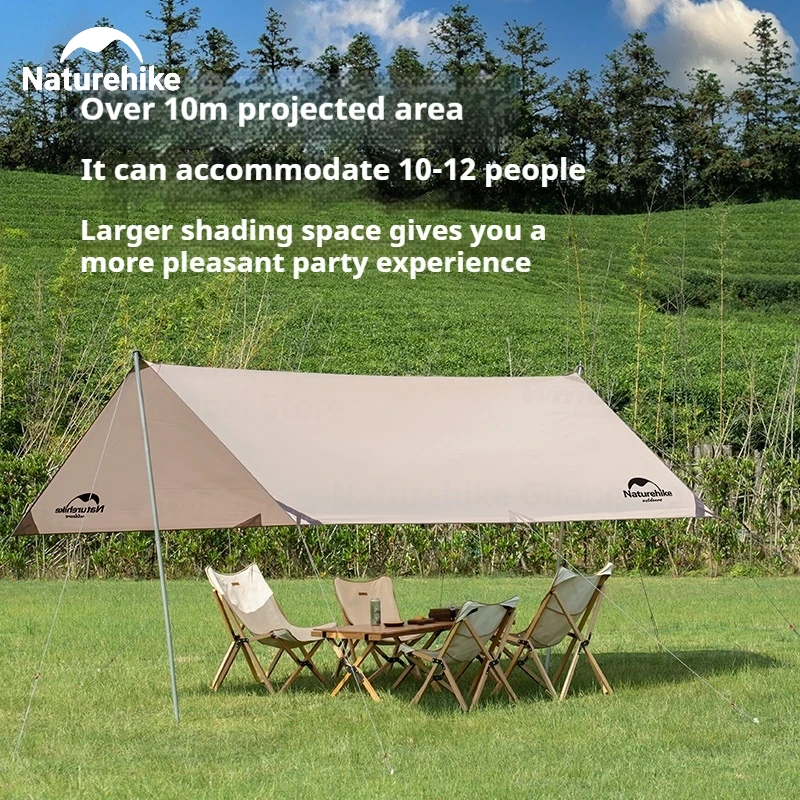 Naturehike Outdoor Canopy Awning Sun Shade Camping Tarp Tent Waterproof 4-6 People Picnic Beach 150D Encryption Oxford Cloth