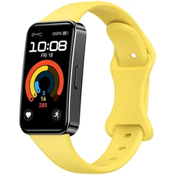 Breathable Silicone Sport Strap - Soft Replacement Wristband Bracelet Accessory for Huawei Band 8 (Yellow)